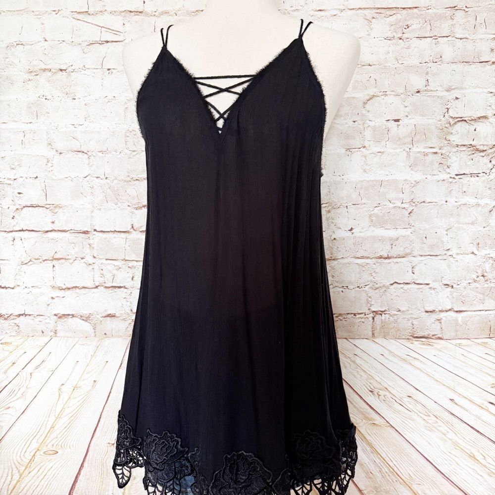 Free People gauze lace hem cami top